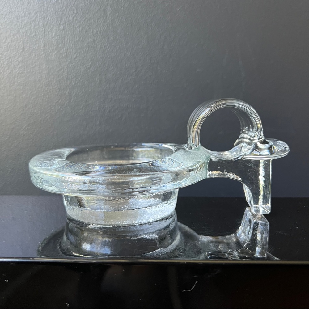 Kosta Boda Ram Goat Vintage Clear Glass Candle Holder Bertil Vallien Sweden MCM